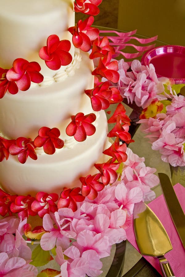 Bolo de casamento na cor-de-rosa e no vermelho fotos de stock Bolo de casamento na cor-de-rosa e no vermelho fotos de stock