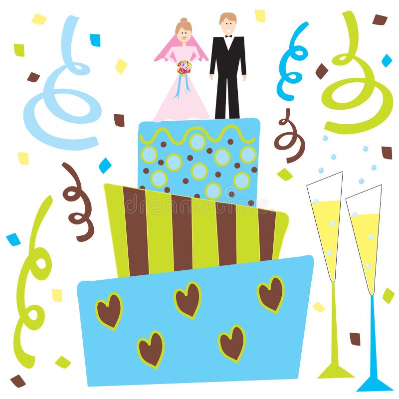Vetor de desenho animado de doodle de bolo de casamento