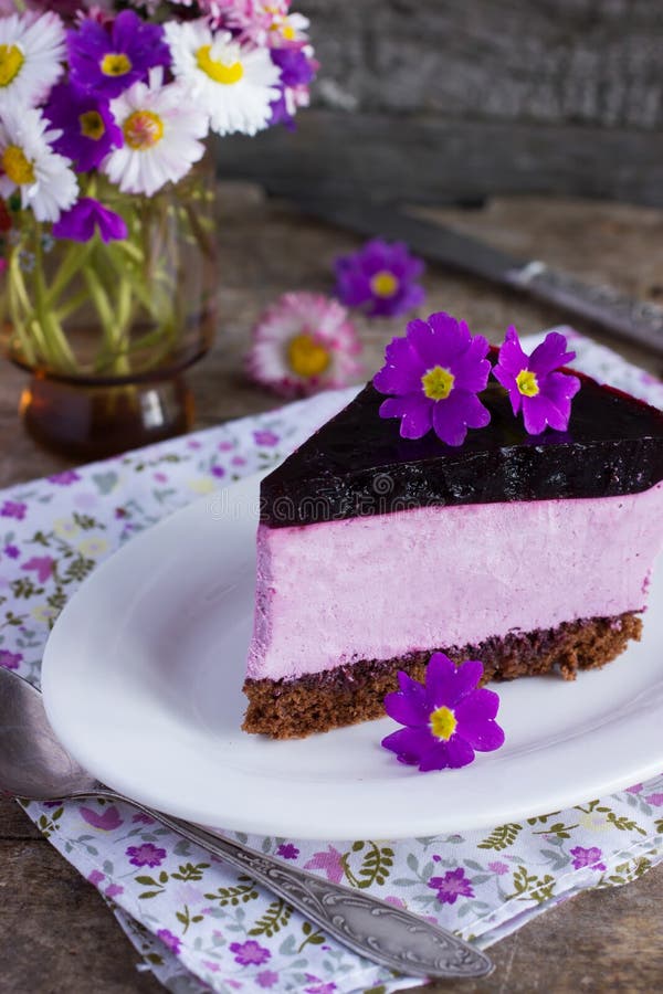 Cheesecake caseiro de mirtilos fotos de stock royalty free