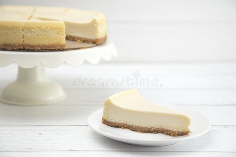 Plain New York Style Cheese Cake on a White Background. Plain New York Style Cheese Cake on a White Background