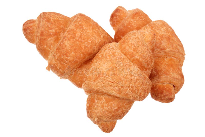 Três pães frescos em fundo branco foto de stock