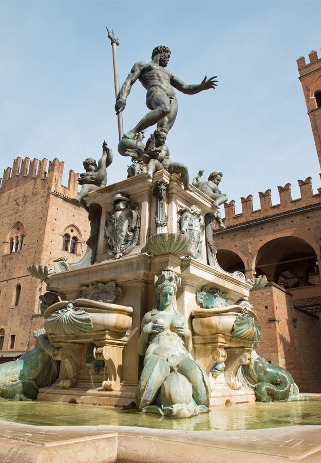 Bologna - Fontana Di Nettuno Or Neptune Fountain Editorial Photo