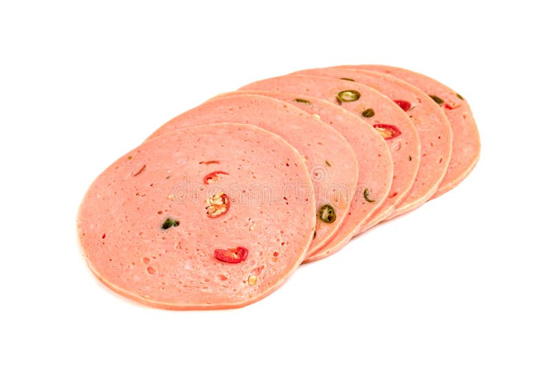 Bologna Sliced Isolated On White Background Stock Image Image of