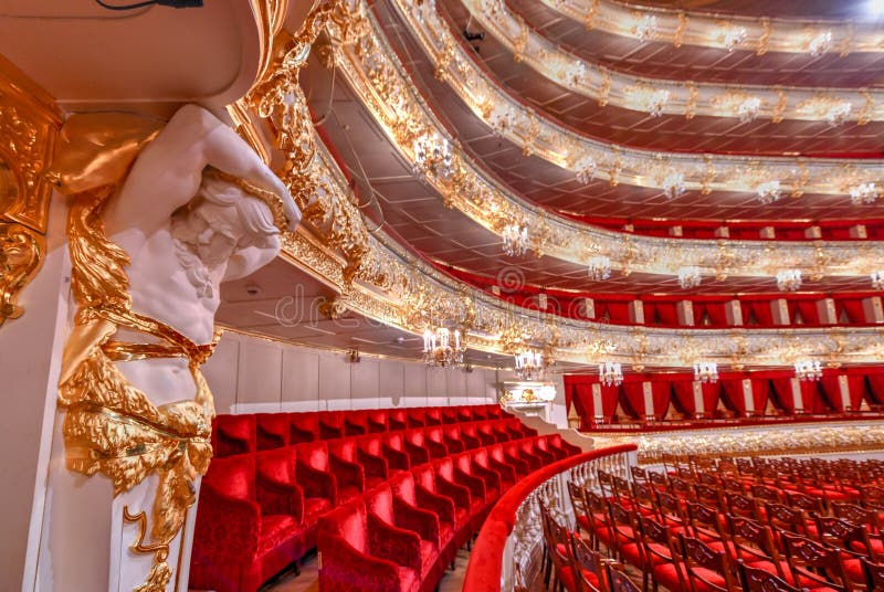 Moscow, Russia - June 27, 2018: The Bolshoi Theater, a historic theater in Moscow, Russia which holds ballet and opera performances. Moscow, Russia - June 27, 2018: The Bolshoi Theater, a historic theater in Moscow, Russia which holds ballet and opera performances