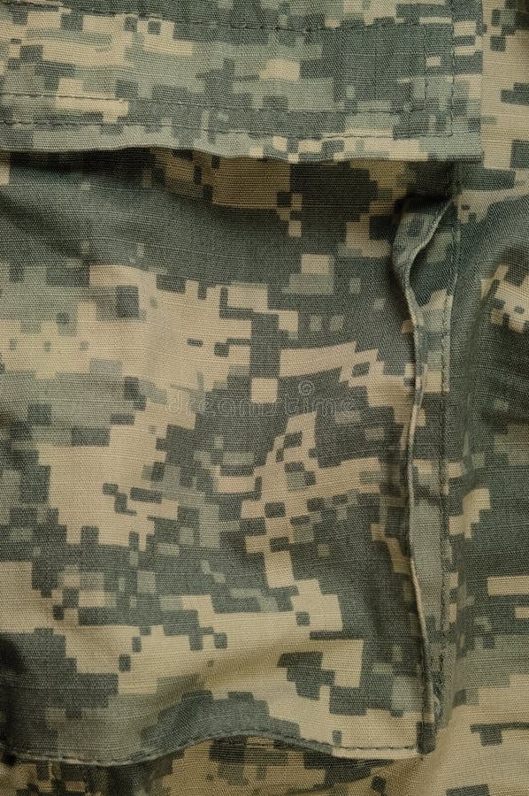 Bolsillo universal del almacenamiento del cargo del modelo del camuflaje, acu del uniforme del combate del ejército fotos de archivo Bolsillo universal del almacenamiento del cargo del modelo del camuflaje, acu del uniforme del combate del ejército fotos de archivo