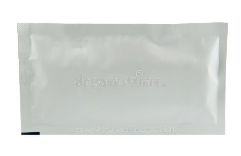 Bolsita blanca del papel de aluminio para el paquete de la medicina imágenes de archivo libres de regalías Bolsita blanca del papel de aluminio para el paquete de la medicina imágenes de archivo libres de regalías