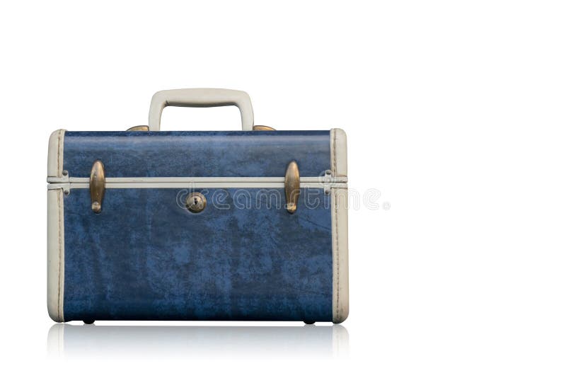 Bolso azul y blanco de la vista delantera en el fondo blanco, espacio de la copia fotos de archivo Bolso azul y blanco de la vista delantera en el fondo blanco, espacio de la copia fotos de archivo