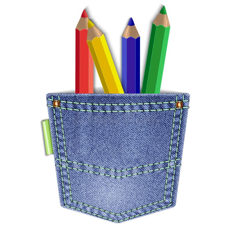 Bolso com lápis ilustração royalty free Bolso com lápis ilustração royalty free