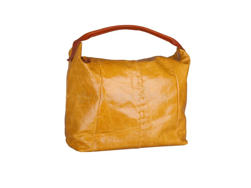 Bolso de cuero anaranjado aislado en el fondo blanco imágenes de archivo libres de regalías Bolso de cuero anaranjado aislado en el fondo blanco imágenes de archivo libres de regalías
