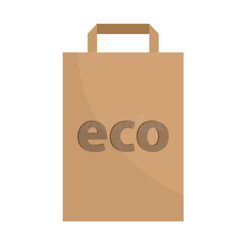 Bolso marrón de papel con el texto del eco aislado en el fondo blanco Ahorre la ecolog? a de la tierra Reciclaje de la bolsa de papel Acci? n del vector