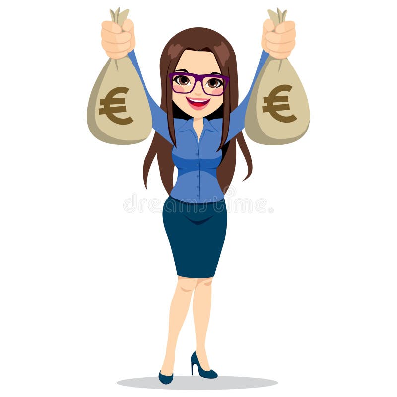 Bolsos de Holding Euro Money de la empresaria ilustración del vector Bolsos de Holding Euro Money de la empresaria ilustración del vector