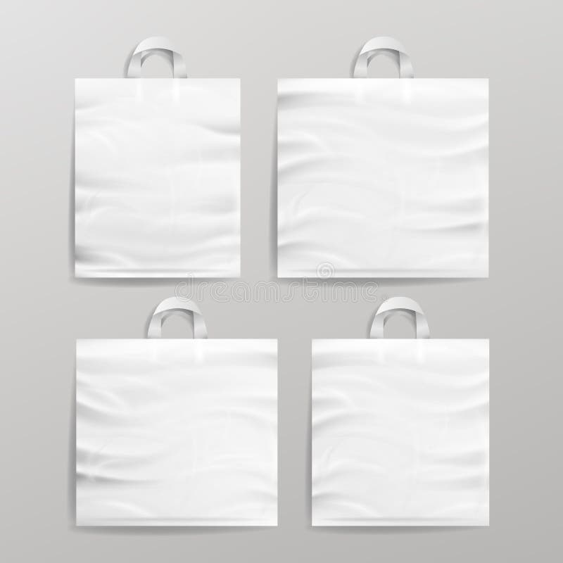 Bolsos realistas de las compras plásticas reutilizables vacías blancas fijados con las manijas Ciérrese encima de mofa para arrib libre illustration Bolsos realistas de las compras plásticas reutilizables vacías blancas fijados con las manijas Ciérrese encima de mofa para arrib libre illustration