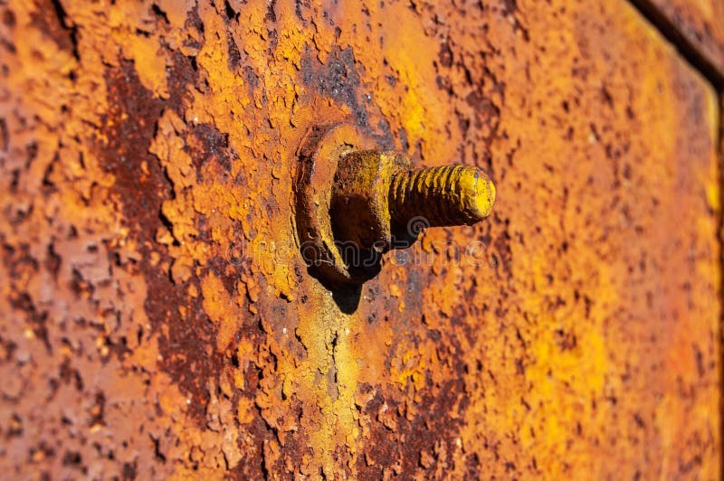 Bolt with Nut on the Gate of an Old Garage Stock Photo Image of