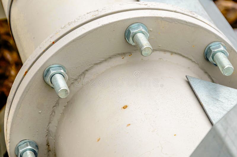 Bolted Connection of Metal Pipes Stock Photo Image of construction, large 256049724