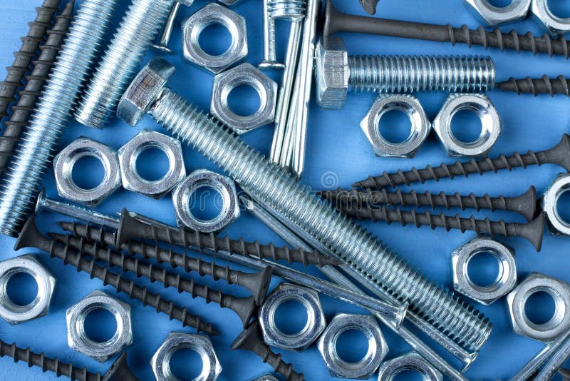 Bolts and nails stock image. Image of circle, chrome 72585143