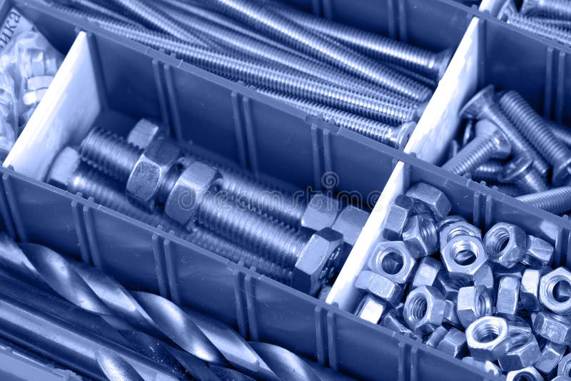 Bolts, nuts and screws stock photo. Image of heap, objects 12184704