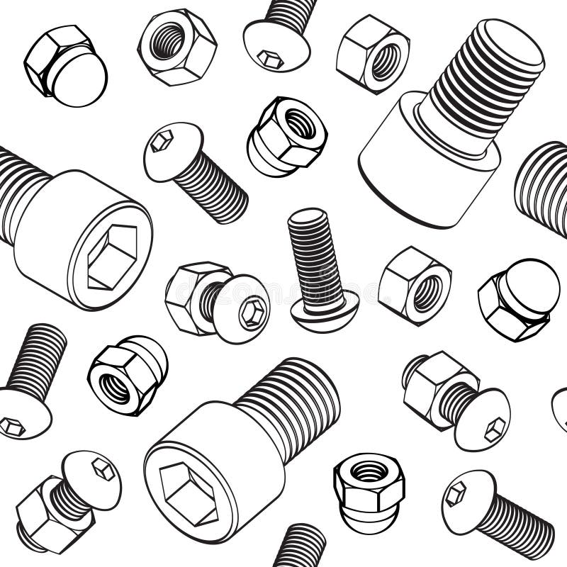 Bolts and Nuts. Vector Illustration Set. Stock Vector Illustration of