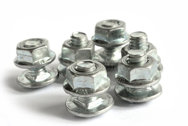 Bolts on white stock image. Image of engineering, white 126993703