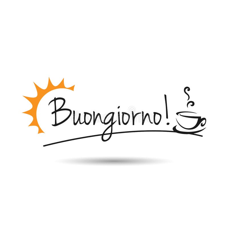 Bom Dia No Italiano Buongiorno Ilustração Stock - Ilustração de café,  isolado: 147253614