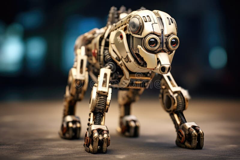 Bomb Exploration Robot Dog. Generative Ai stock illustration