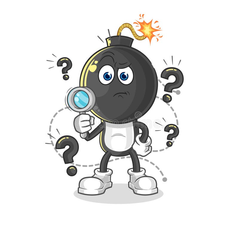 Bomb head searching illustration. character vector royalty free illustration