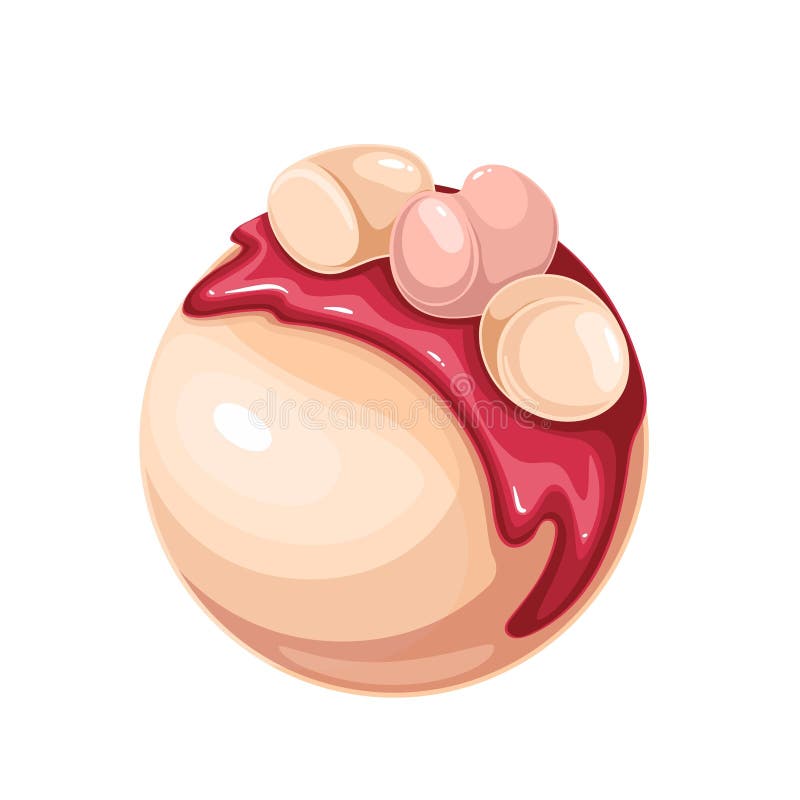 Bomba de chocolate com glacê de morango e marshmallows ilustração do vetor