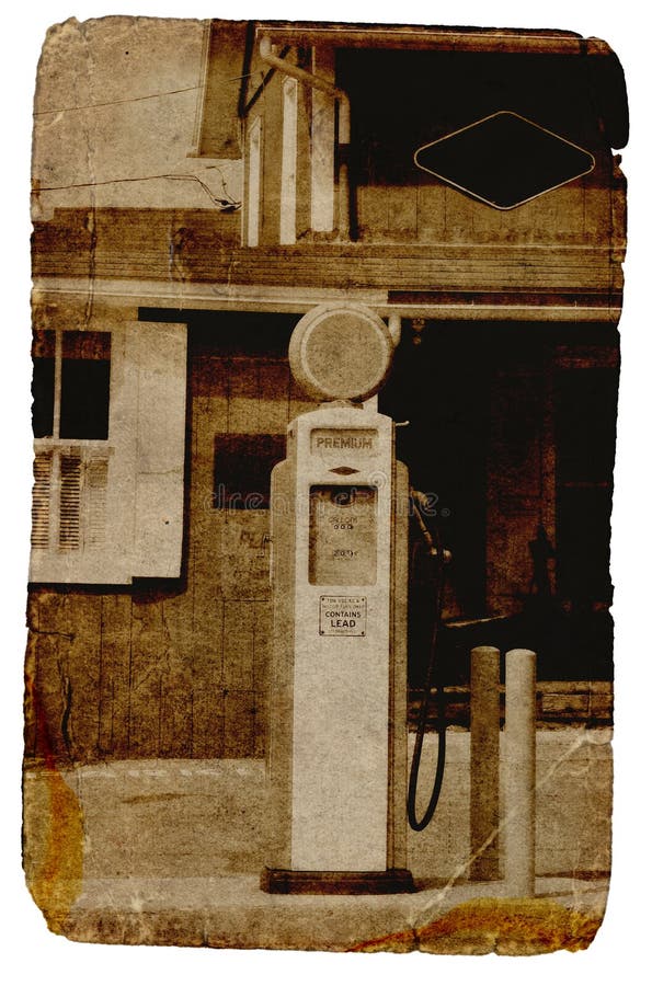 Vintage Gas Station Pump With Age Photo Effect. Vintage Gas Station Pump With Age Photo Effect.