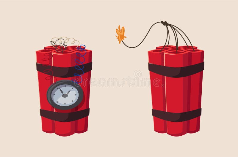 Bomba de relojería de TNT con el reloj Ilustración del vector de la historieta ilustración del vector