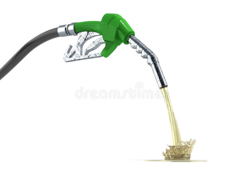 A bomba do bocal do conceito do combustível de Eco com mangueira 3d rende no backgr branco fotos de stock A bomba do bocal do conceito do combustível de Eco com mangueira 3d rende no backgr branco fotos de stock