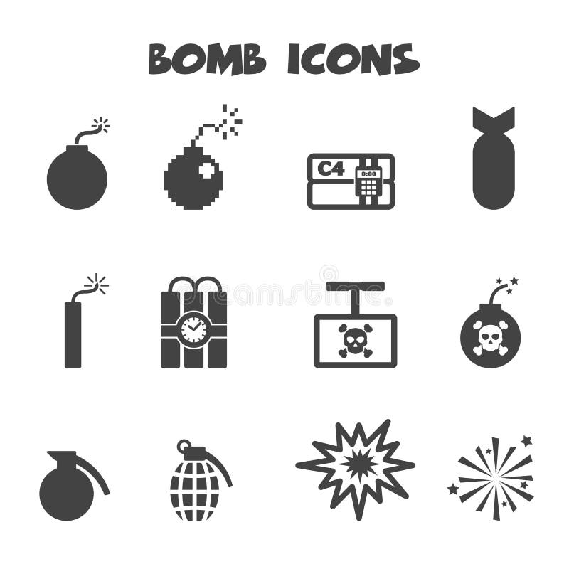 Bomb icons, mono vector symbols. Bomb icons, mono vector symbols