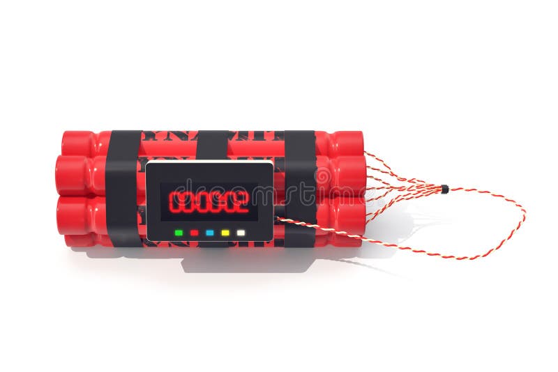 Bombe rouge de dynamite de TNT avec une minuterie d'isolement sur le fond blanc illustration 3D illustration de vecteur Bombe rouge de dynamite de TNT avec une minuterie d'isolement sur le fond blanc illustration 3D illustration de vecteur