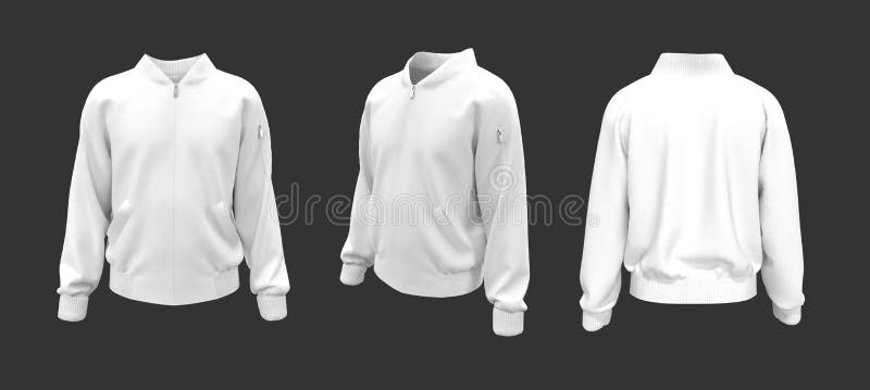 Blank White Bomber Jacket Mockup, Front and Back View Stock ...