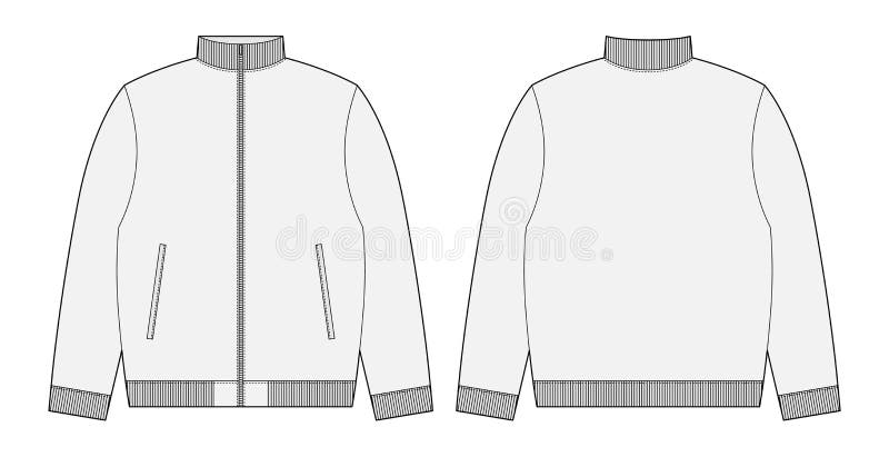 Bomber Jacket Technical Sketch. Kids Casual Clothing Design Template ...