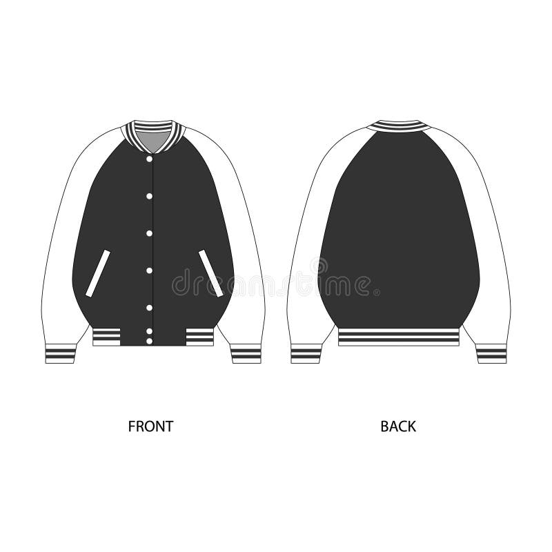 Bomber Jacket Vector Design Template. Jacket Technical Drawing. Stock