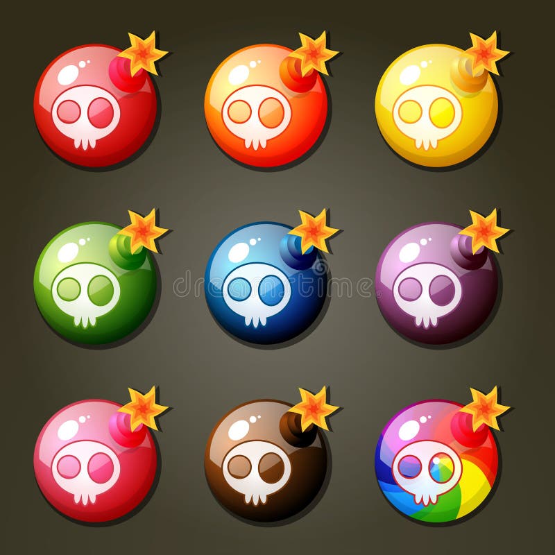 Bommen voor Gelijke Drie Spel vector illustratie Bommen voor Gelijke Drie Spel vector illustratie