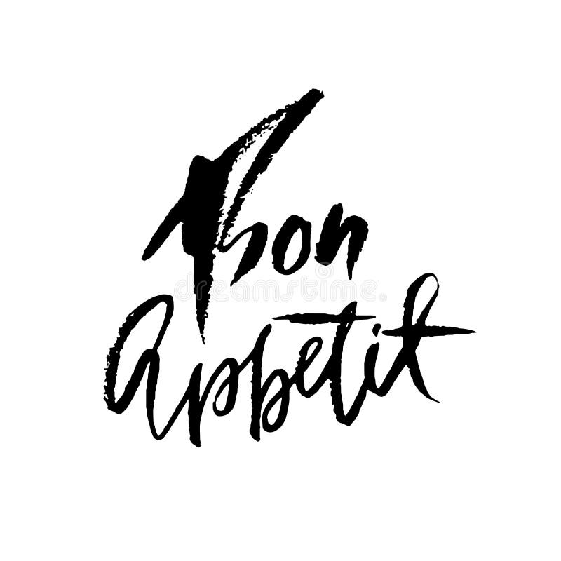 Bon Appetit Frase dibujada mano Moderno seque las letras del cepillo Ilustración del vector libre illustration Bon Appetit Frase dibujada mano Moderno seque las letras del cepillo Ilustración del vector libre illustration