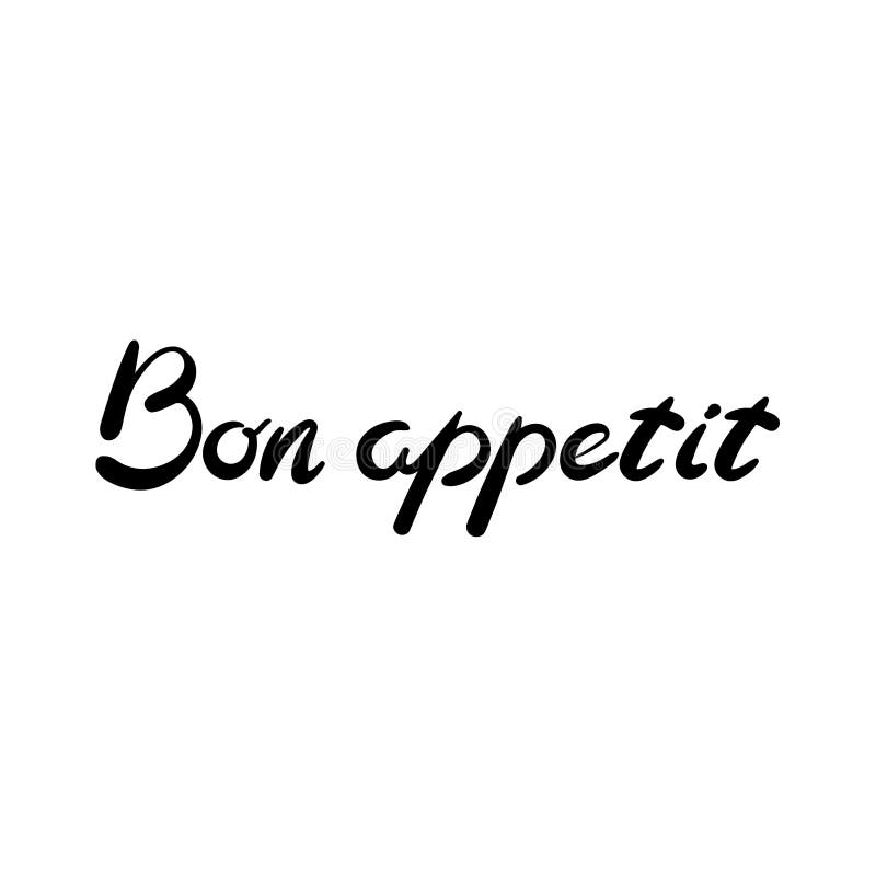 Bon Appetit Black and White Hand Lettering Text Stock Vector