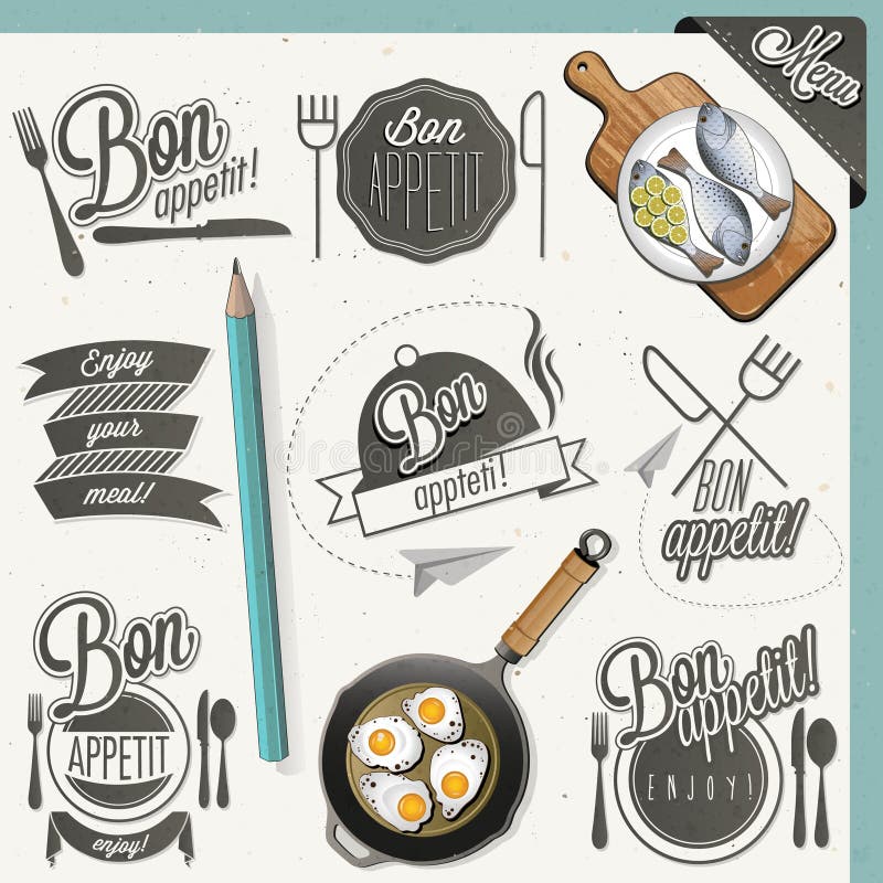Bon Appetit! Tyck om ditt mål! stock illustrationer Bon Appetit! Tyck om ditt mål! stock illustrationer