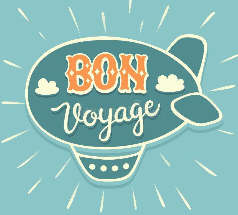 BON VOYAGE Hand Lettering With Airship Stock Vector - Illustration of ...