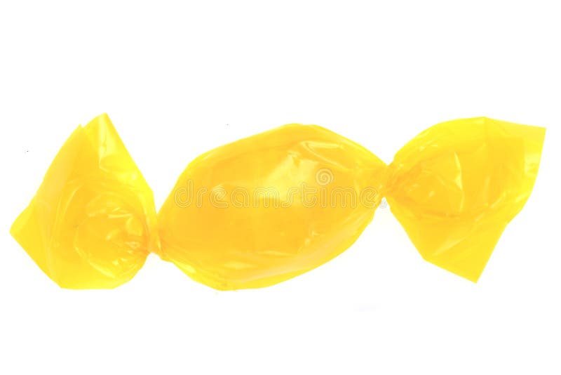 Bonbon jaune d'isolement photo stock. Image du fermer 72307924
