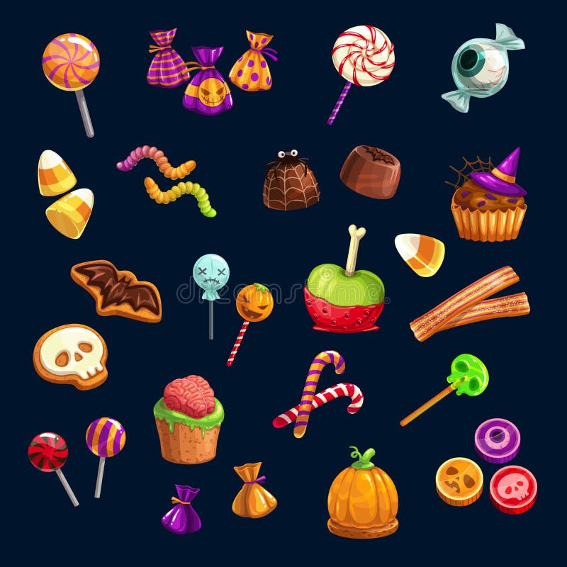 Bonbons à sucrerie de des bonbons ou un sort de Halloween illustration de vecteur Bonbons à sucrerie de des bonbons ou un sort de Halloween illustration de vecteur