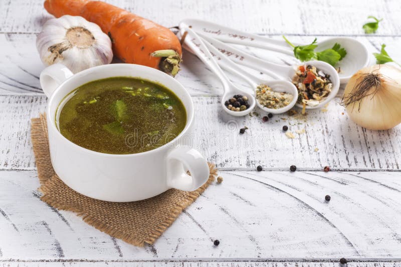 Bone Broth Soup Made from Beef Stock Image - Image of golden, collagen
