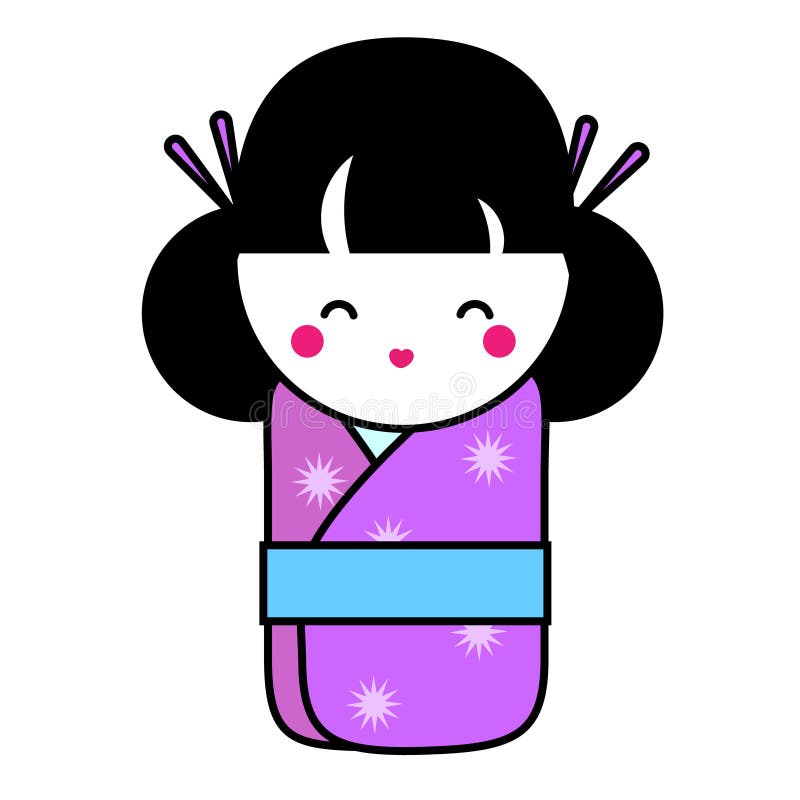 Kawaii Pequenas Bonecas Kokeshi Tradicionais Meninas Japonesas Quimono  Ilustrações Vetoriais imagem vetorial de arizona--dream© 439552022