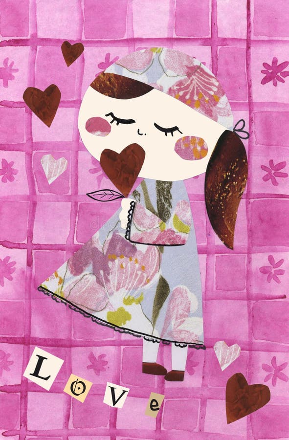 Boneca de papel - AMOR ilustração stock Boneca de papel - AMOR ilustração stock