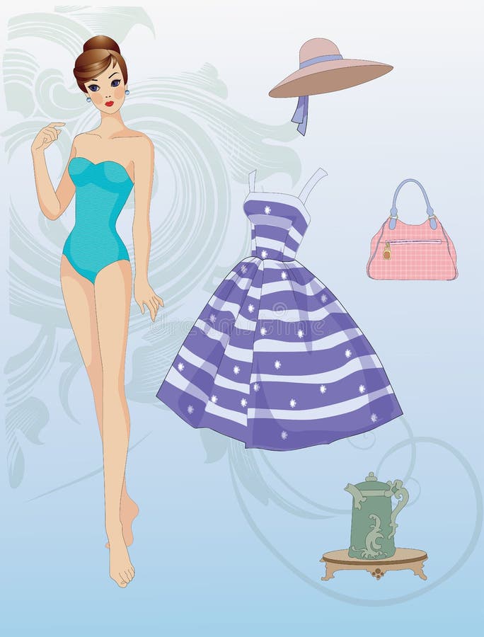 Boneca de papel com roupa ilustração stock Boneca de papel com roupa ilustração stock
