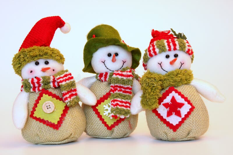 Bonecos de neve do Natal feliz fotografia de stock