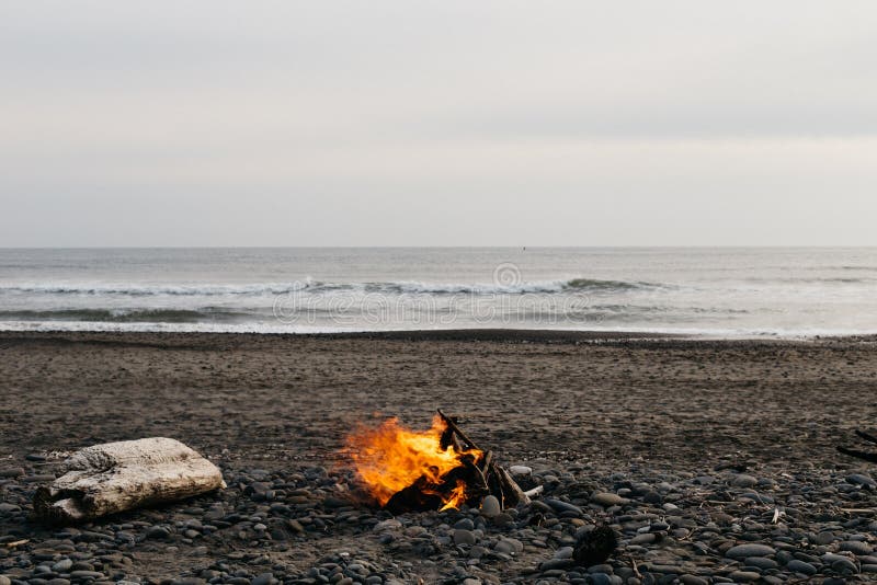 A bonfire at the beach.