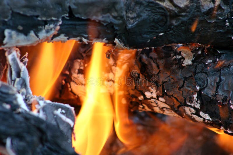Bonfire campfire, pyre in the day time. Round logs burning. stock photos Bonfire campfire, pyre in the day time. Round logs burning. stock photos