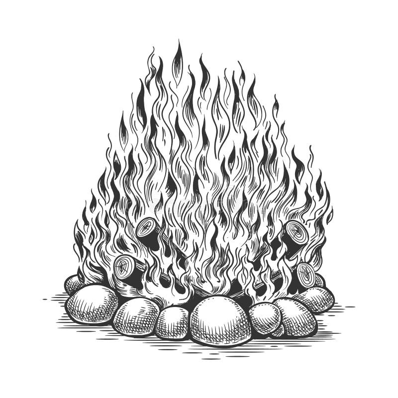 Bonfire sketch icon stock vector. Illustration of drawn - 159789592