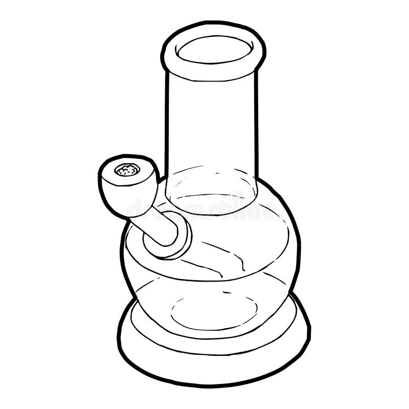 Bong for Smoking Icon, Outline Style Stock Vector Illustration of